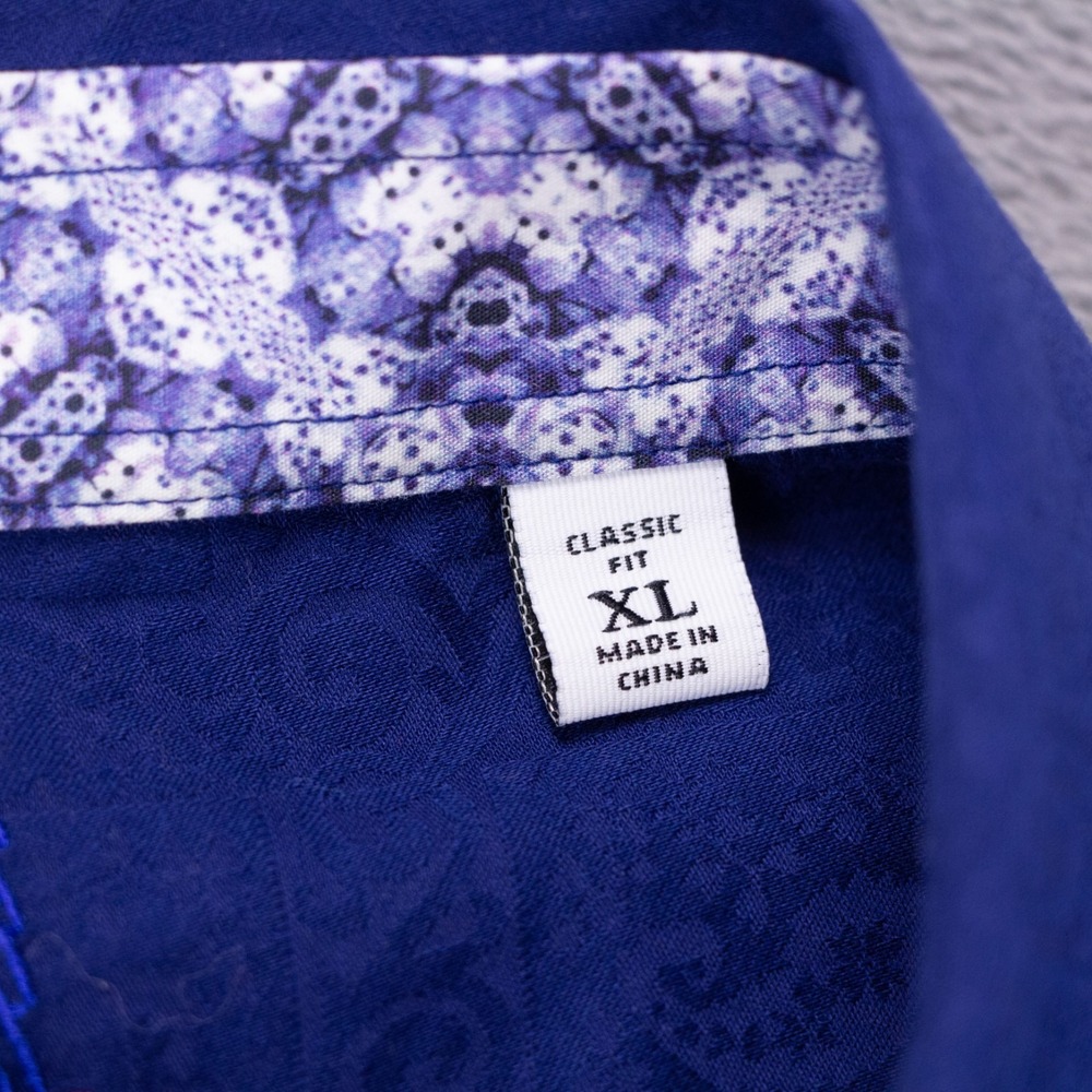 Robert Graham Mens XL Classic Fit LS Flip Cuff Cotton Shirt Paisley Blue - Picture 7 of 14